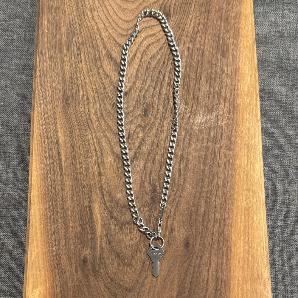 Silver Chain Necklace with Key Pendant